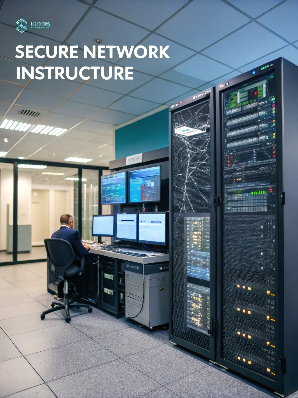 A secure network diagram illustrating the protection of industrial control systems from cyber threats with OT cybersecurity measures.