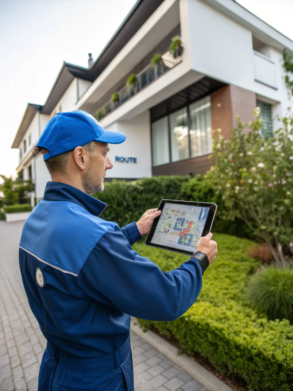 A worker using a ruggedized tablet to access work orders, maintenance schedules, and training materials in a remote field location, improving productivity and reducing downtime.